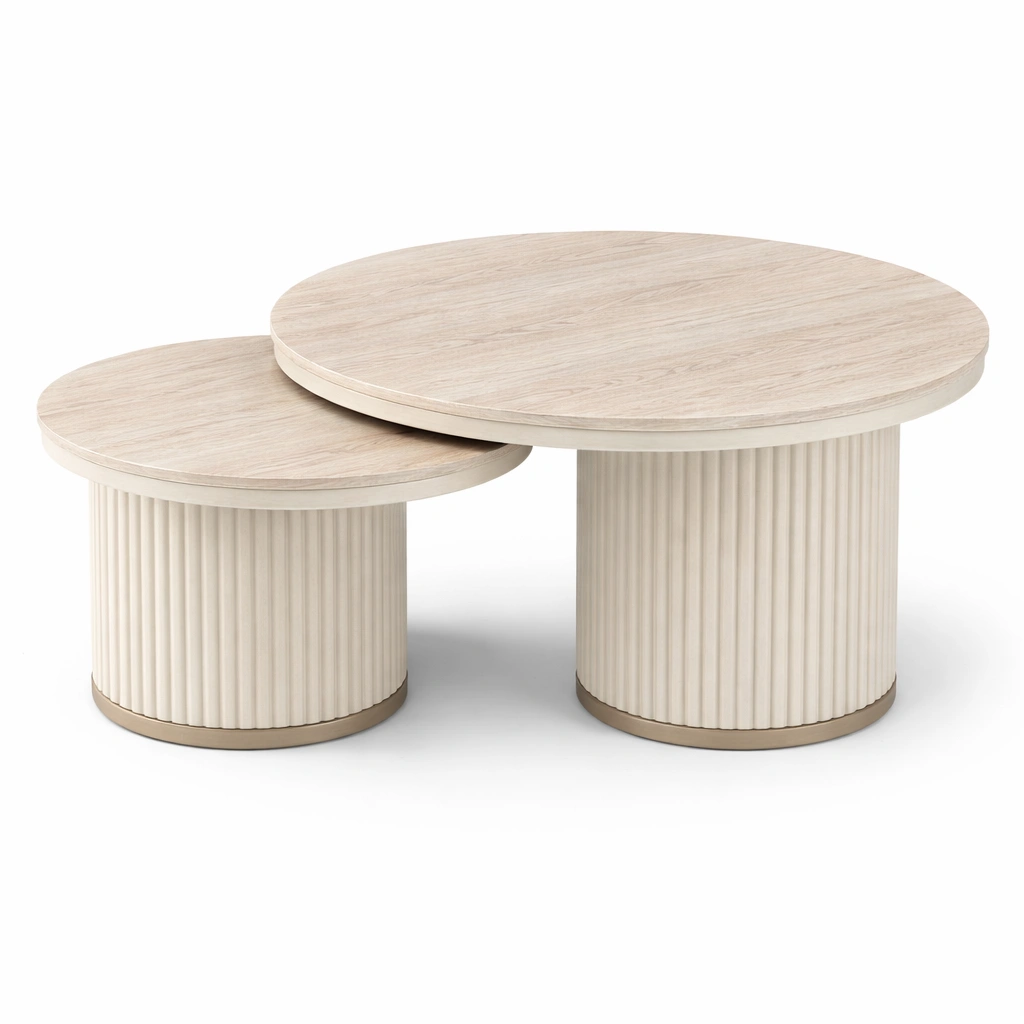 Mesa de centro moderna redonda blanca-livaroe